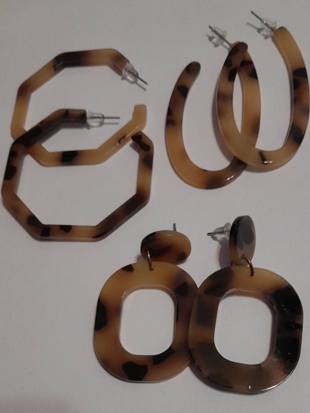 Tortoiseshell Print Earring Bundle – 3 Pairs of Hoops & Statement Drops